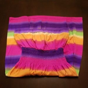 Strapless bright multi colored mini dress